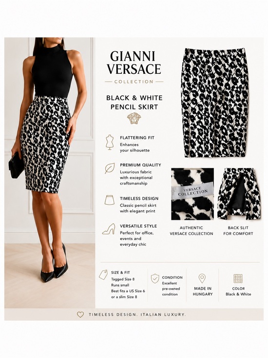 Versace Dresses & Skirts - Versace Black and White Printed Pencil Skirt